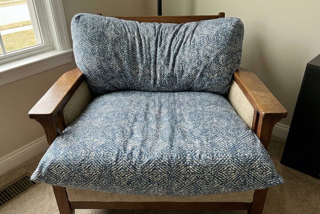 Store cushion on furniture showing visible gaps and poor fit