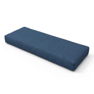 Deep navy blue custom linen bench cushion for indoor seating